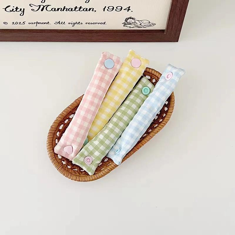 1PC Plaid Phone Cable Organizer INS Style Reusable Storage Binding Strap Cute Earphone Data Cables Holder For Home Office