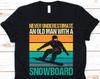 Never Underestimate An Old Man Shirt, Gift For Snowboarders, Snowboard Design, Winter Activity, Ski-Board T-Shirt, Snowboarding Graphic