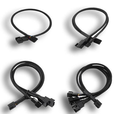 27cm Black3/ 4-Pin PWM Fan Cable Separator Extension Cable for 1-4/3/2/1 Way Connections Computer Hardware Accessory