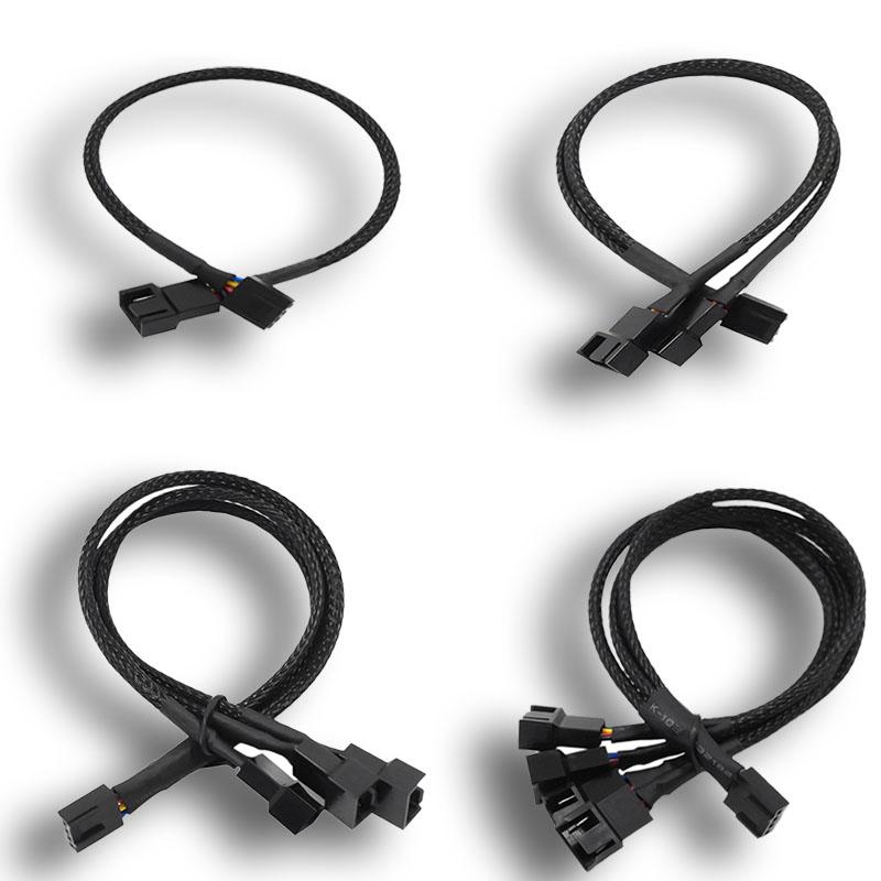 27cm Black3/ 4-Pin PWM Fan Cable Separator Extension Cable for 1-4/3/2/1 Way Connections Computer Hardware Accessory