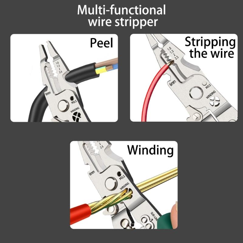 8.5inch Multifunctional Electrician Wire Stripper Crimper Tool Suitable for Peeling Networking Cabling Wire Stripper