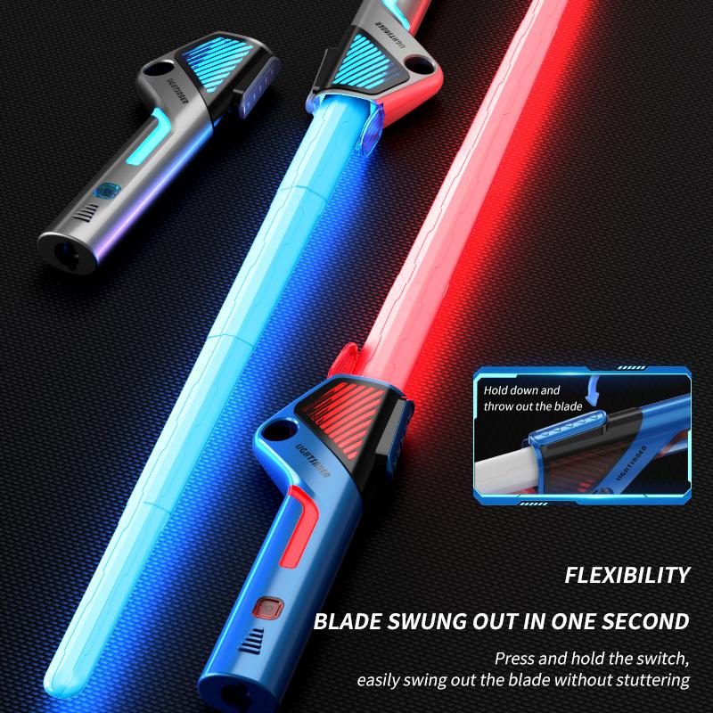 Çocuklar Renkli Parlayan Kılıç Oyuncakları Teleskopik Müzikli Lazer Kılıç 2'si 1 Arada Dönen Stres Atma Oyuncak Işık Kılıcı Çocuklar Yetişkinler Oyuncakları