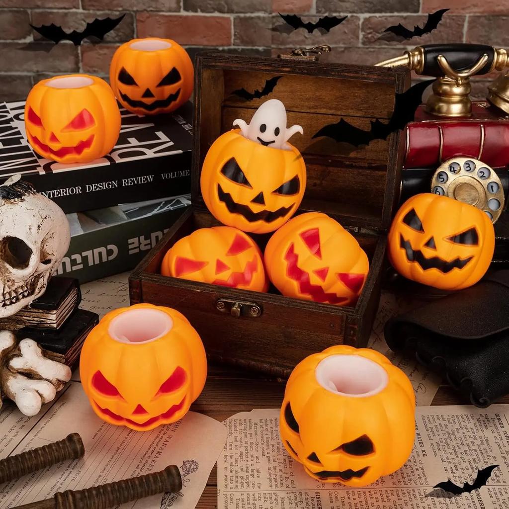 Halloween Pumpkin Ghost Squeeze Toy Soft Pinch Squish Gadget Stress Relief Vent Novelty Party Decor Relaxation Gift