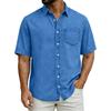Men's Casual Loose Button-Down Collar Short-Sleeve Denim Shirt
