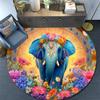 Elephant Round Area Rug,Carpet Rug for Living Room Bedroom Sofa Playroom Decor,Non-slip Floor Mat
