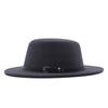 Autumn and winter new British men's top hat, flat-top woolen hat, European and American jazz hat, big-brimmed women's hat