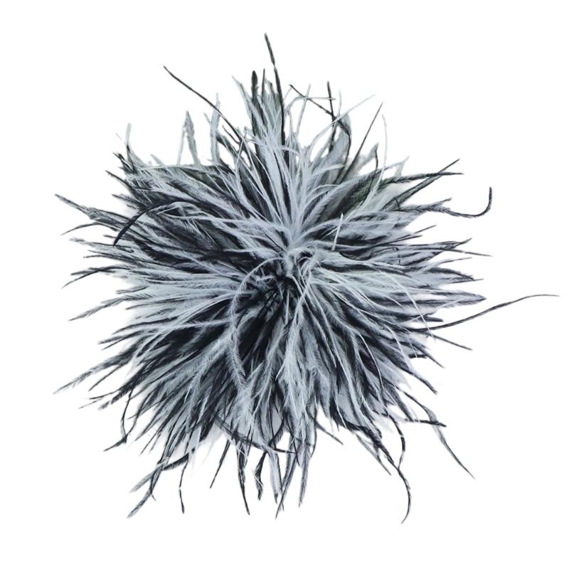 Handcrafted Natural Feather Flower Brooch, Full Radiating Design Badge with Pin Back and Hair Clip for Outfit Styling