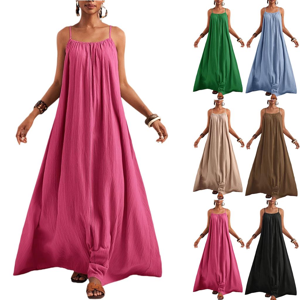 Women's Dress Casual Flowy Dresses R-neck Vocation Boho Beach Sundress