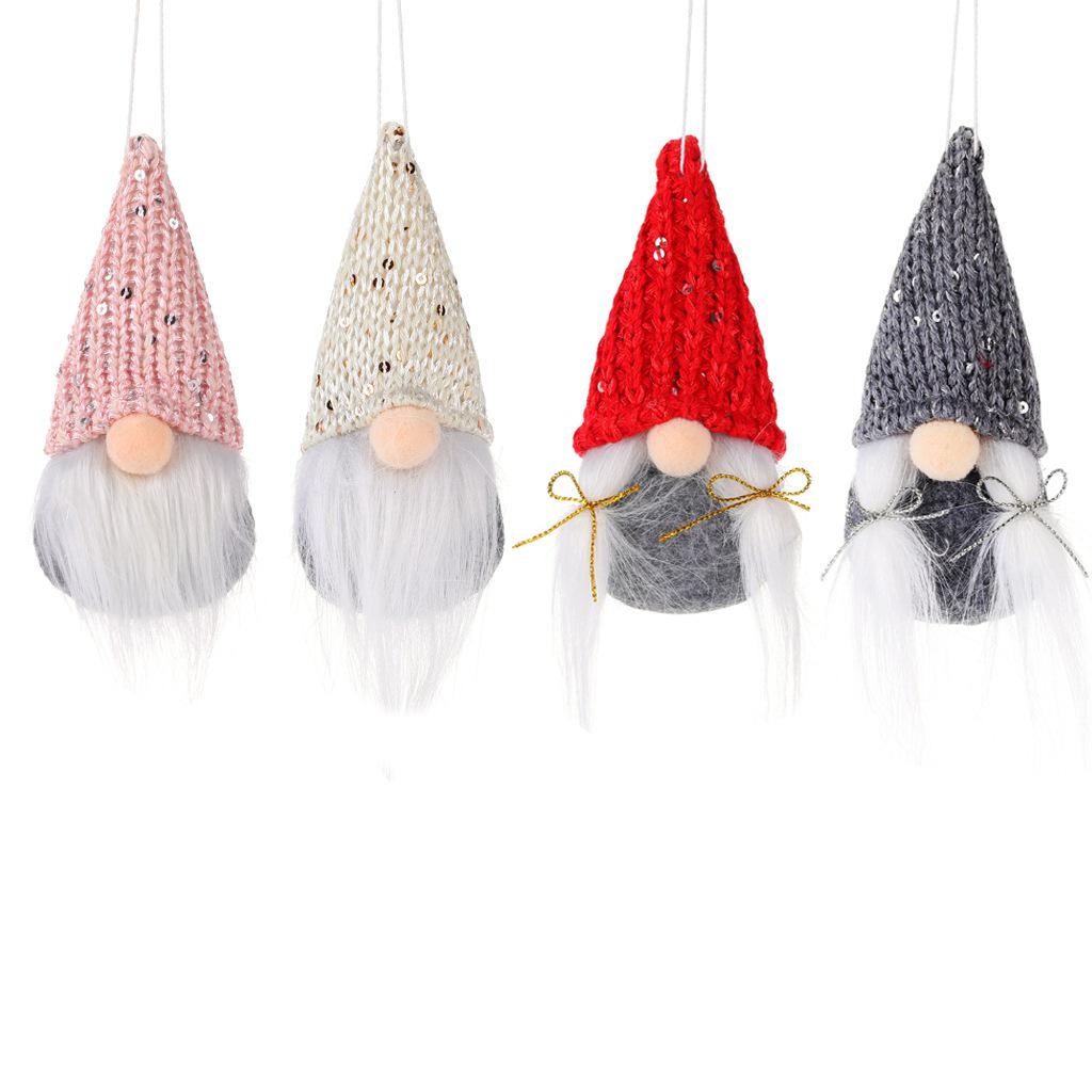 Knitted Sequin Santa Claus Doll Pendant - Festive Christmas Decoration