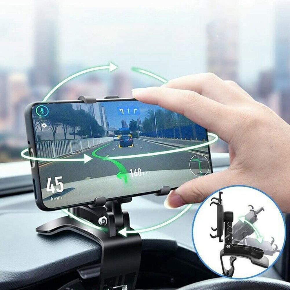 2PCS/1PC Car Phone Holder Rotatable Clip Mount Dashboard/Rearview Mirror Mount GPS Support Bracket for iPhone Samsung Xiaomi