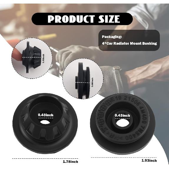 4PCS Car Radiator Support Bushings Rubber,Car Radiator Mount Bushing OEM#21506-4M400/21507-4M400,Radiators Support Bracket Bushing Compatible with