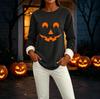 Women's Lined Long Sleeve Neck Top with Halloween Print for Winter Daily Wear