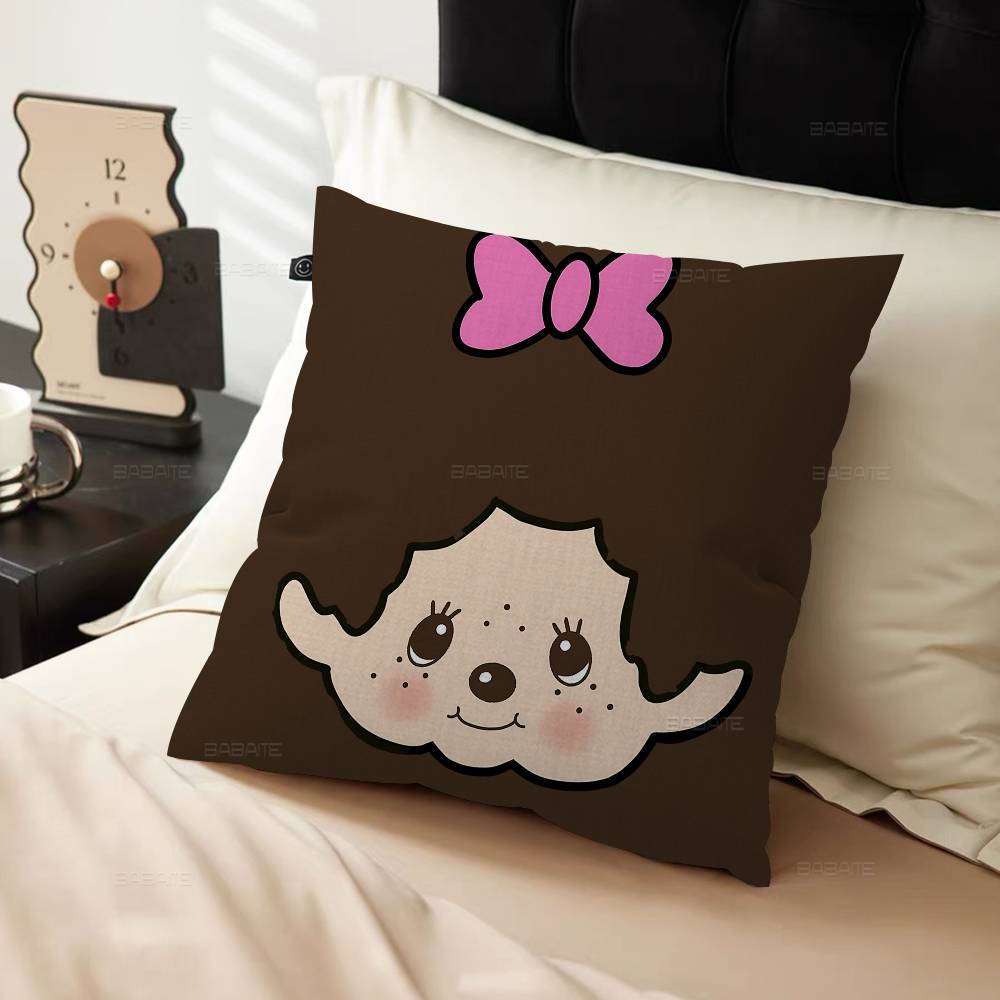 Cartoon Lawaii Anime M-Monchhichi Maple Design Cushion Cover Happy Autumn Harvest decor Holiday Decorati Pillow Cover