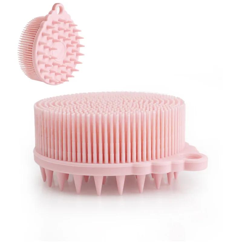 Exfoliating Silicone Body Brush,2 in 1 Bath and Shampoo Brush,Wet and Dry Scalp Massager,Premium Silicone Loofah,Lathers Well
