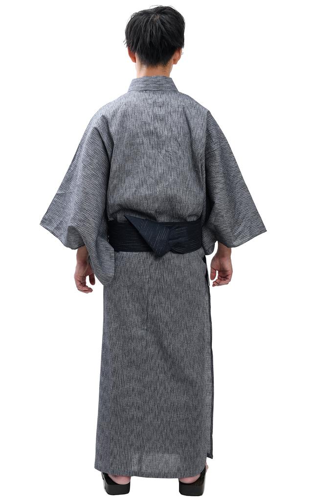 Edoten Yukata Tecido Shijira Tamanho Leve 710 L Conjunto Masculino de 2 Peças, Cinza,