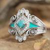 Fashion Silver Color Imitation Turquoise Rings For Women Girl Statement Blue Enamel CZ Rings Wedding Engagement  Gifts