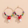 Cartoon Sweet and Cute Colorful Rice Ball Mushroom Pendant Geometric Circle Earrings Women's Jewelry Gift Clothing Accessories