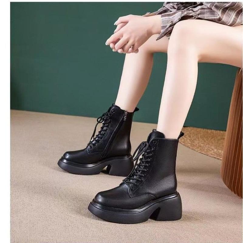 

Fashion Mid-Tube Boots Western Denim Explosive Platform High Anti-Slip Thin Platform Boots Flat 35 чёрный