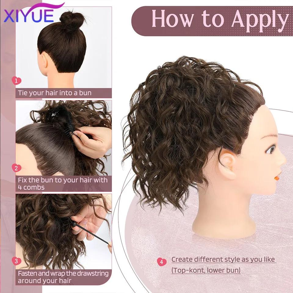 Messy Bun Elastic Drawstring Loose Curly Hair Synthetic Bun Hair Accessories for Women's Short Curly Hair Ponytail