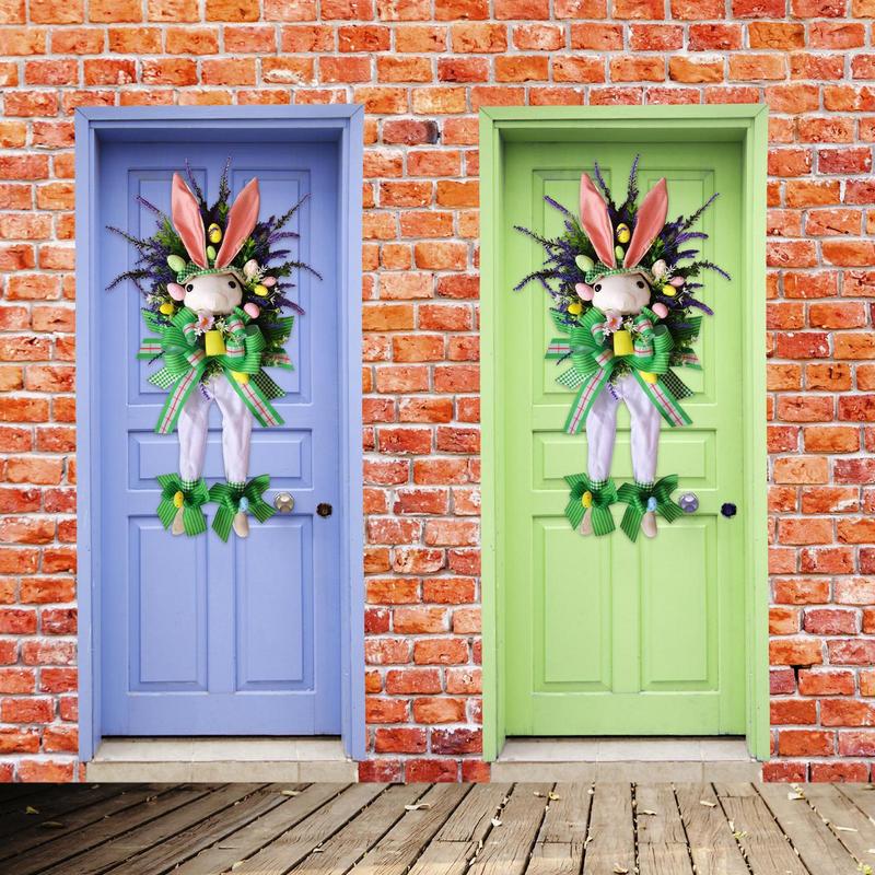 2025 Easter Bunny Wreath Creative Artificial Rabbit Wreath for Front Door Mantel Easter Home Wedding Party Spring Decoration