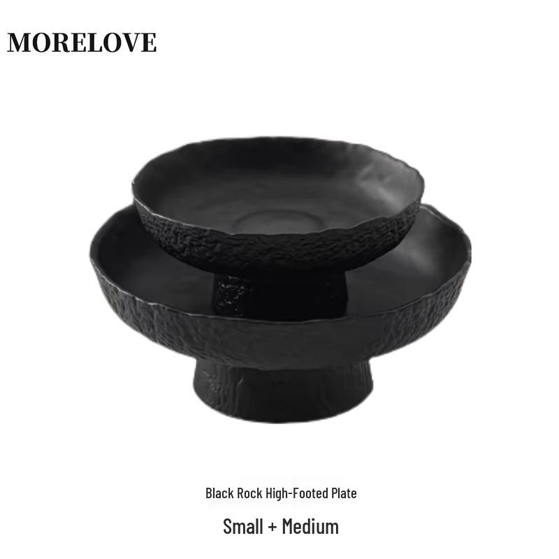 Elegant Black Glass Fruit & Cake Serving Plate
