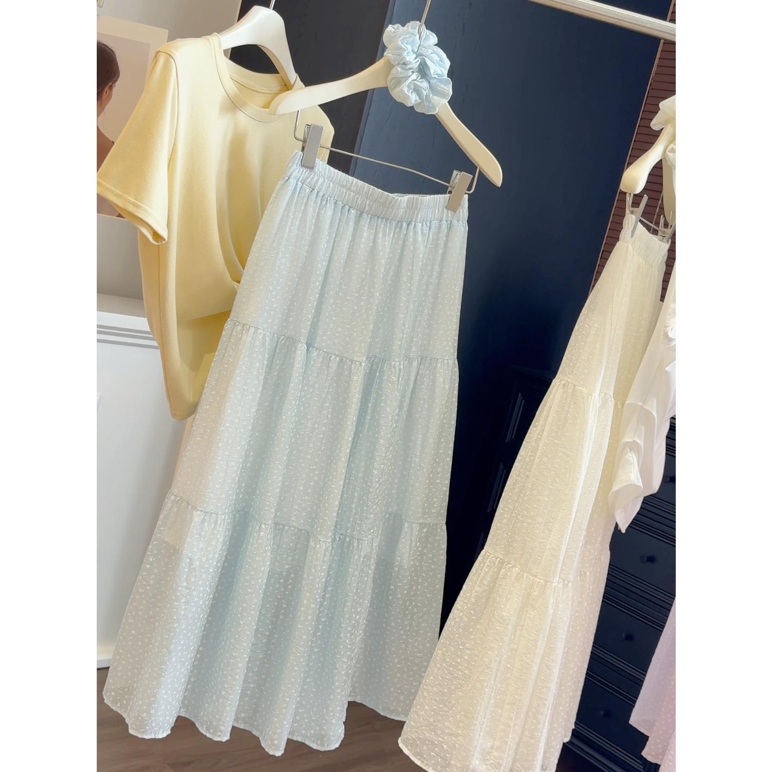 Women s High Waist A Line Midi Skirt Floral Print Elastic Waist Casual Tiered Skirts One size fits all синий
