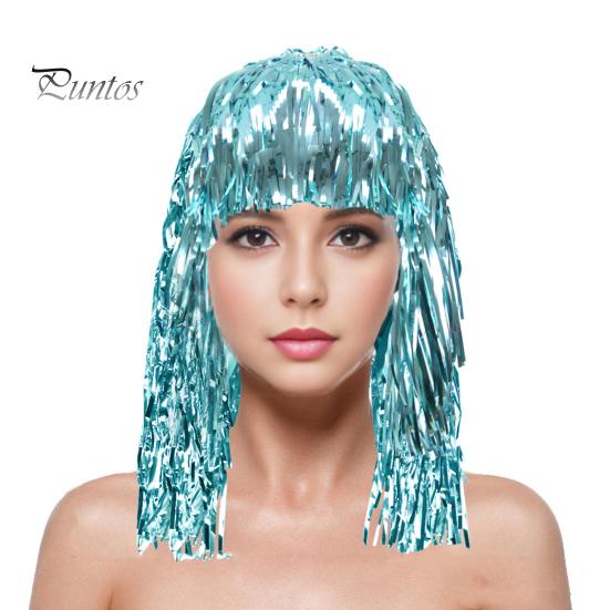 Easy-to-Use Wig Foil Tinsel Wigs for Adults Fancy Dress Party Shiny Metallic Masquerade Disco Hat Photo Booth Prop Cosplay Supplies Memorable Moments