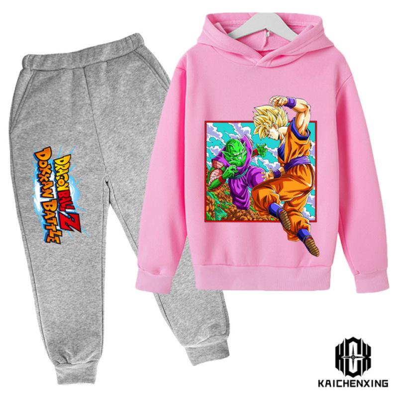 Dragon Ball Kinder Kapuzenpullover MantelHerbst Mädchen Langarm Warm Jungenanzug 4 bis 14 Jahre alt Jacke Jungenkleidung Pullover Top Hosen