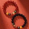 Red Agate Five-Way Fortune God Bracelet, Obsidian Five-Way Fortune God Bracelet, Unisex Couple's Gift