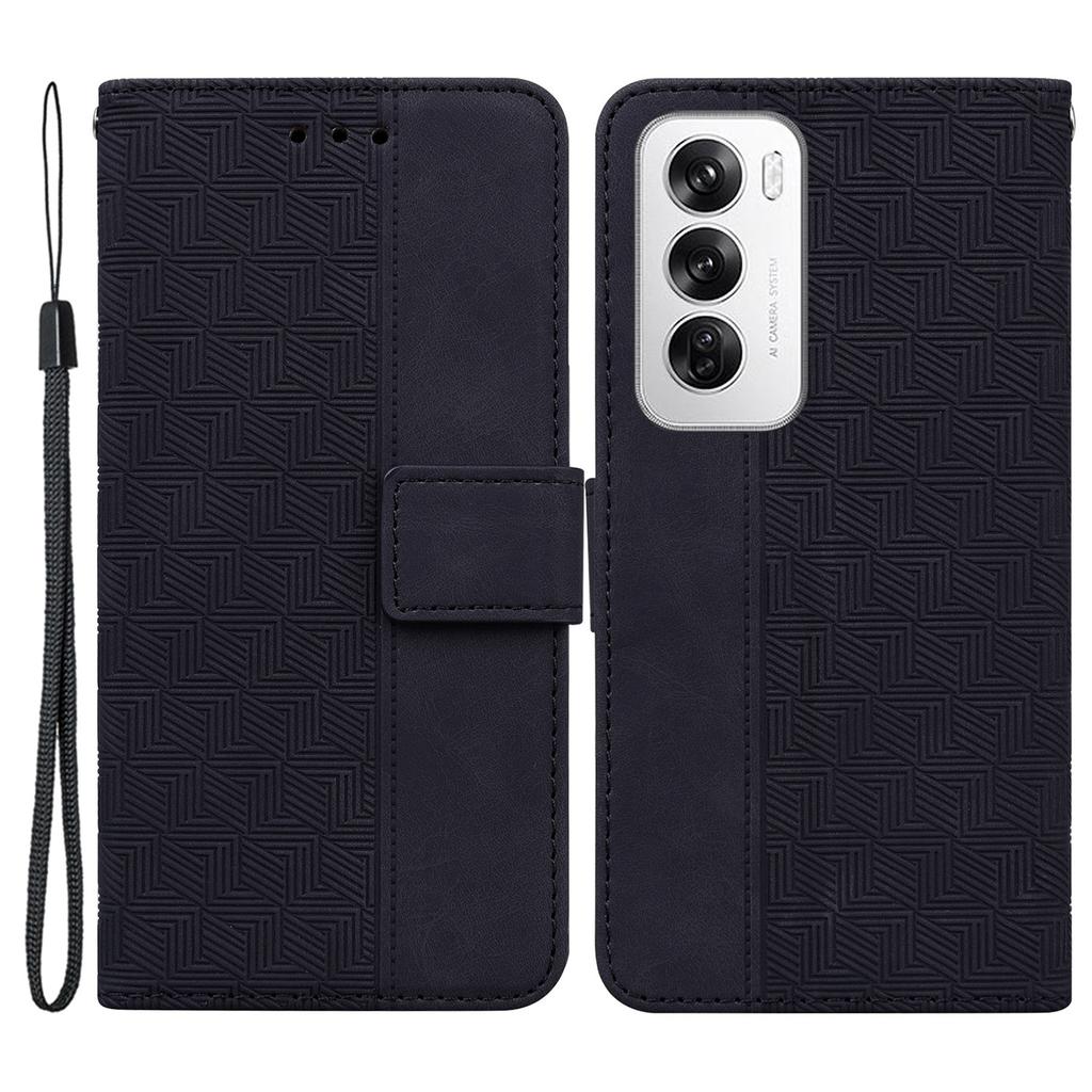 For Oppo Reno12 5G (Global) Wallet Phone Case Geometry Pattern Leather Flip Cover