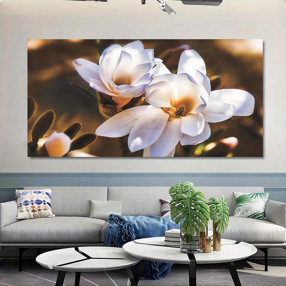 Creative Canvas Poster, Abstract White Flowers Painting, White Floral Canvas Wall Art, Artwork Wall Painting For Gift, Bedroom, Living Room