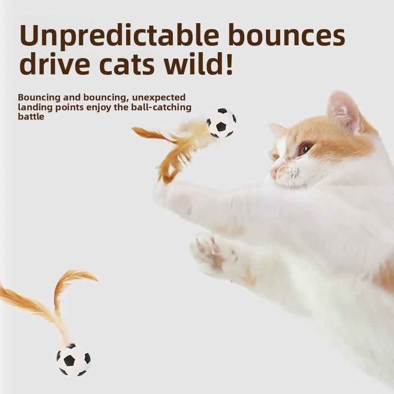 Chicken Feather Rubber Elastic Balls, Feather Throwing Cat Toys, Self-entertainment and Boredom Pet Toys