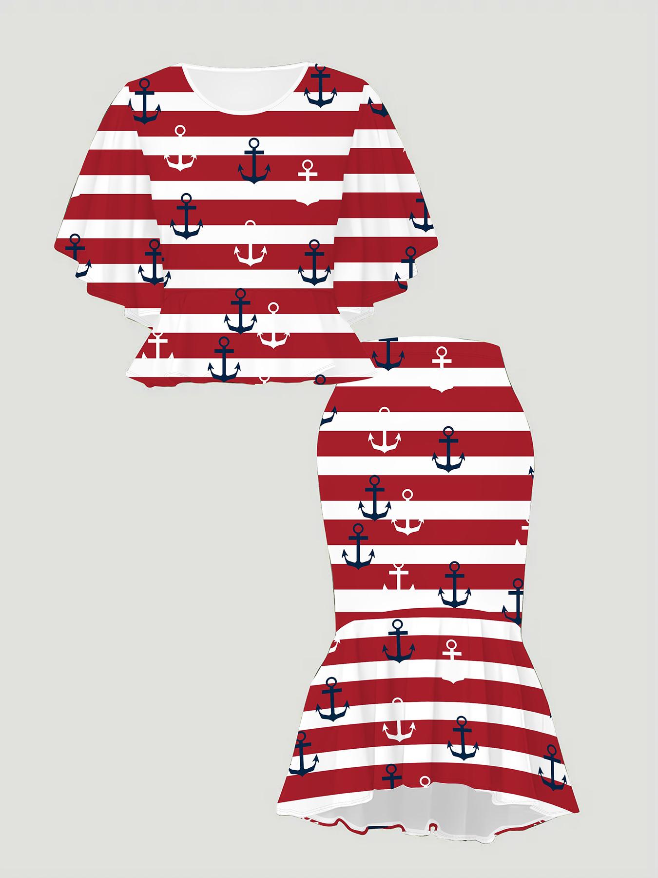 

Классический принт «Тотем» с 3D-полосками, Модный большого размера, Элегантный, Универсальный для всех сезонов. Футболка, Юбка и Комплект 6XL красный