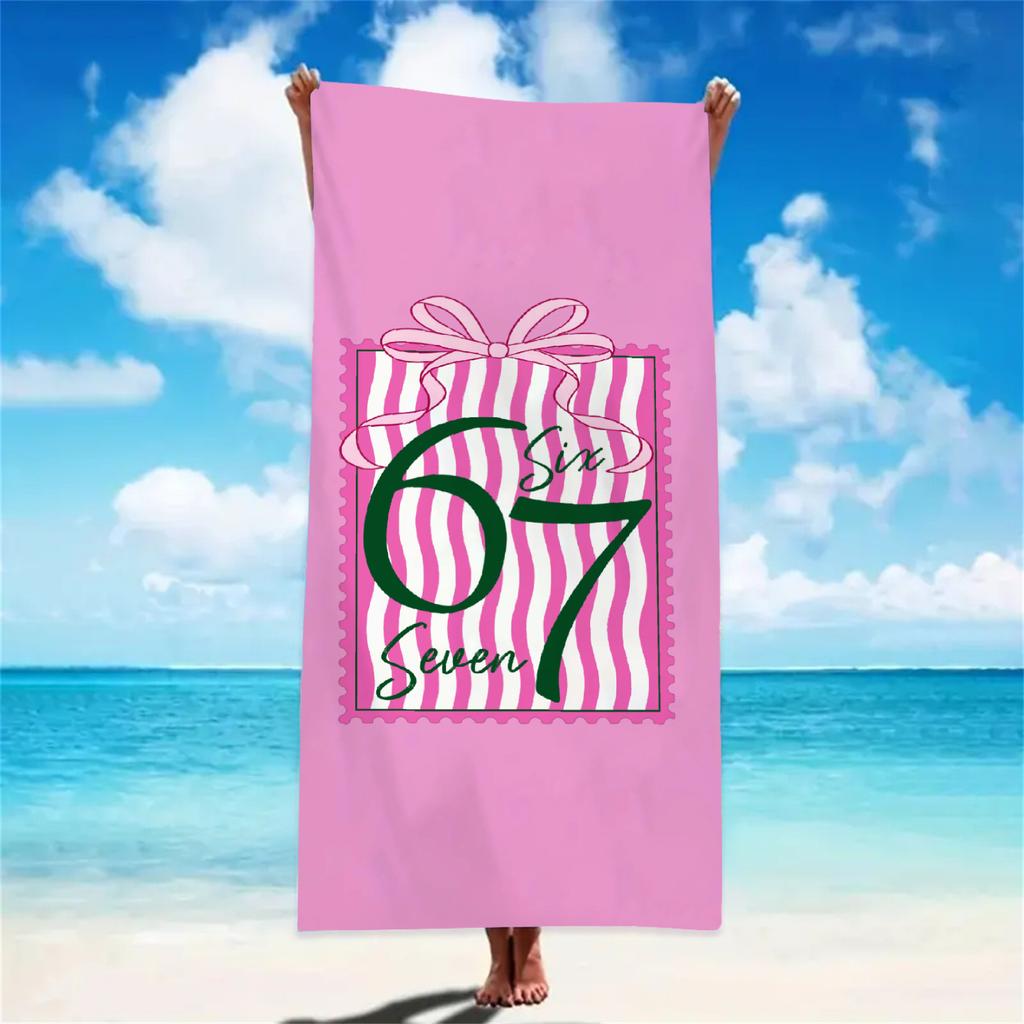 Girly 67 Meme Beach Towel Pink Star Bow Pattern Absorbent Lightweight Towel Ideal for Vacation Swimming Bath Accessories