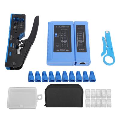 RJ45 Sıkma Aleti Kiti Ağ Kablosu Sıkma Kesme Soyma Aleti Cat5e Cat6 Cat6a için Test Cihazı ile