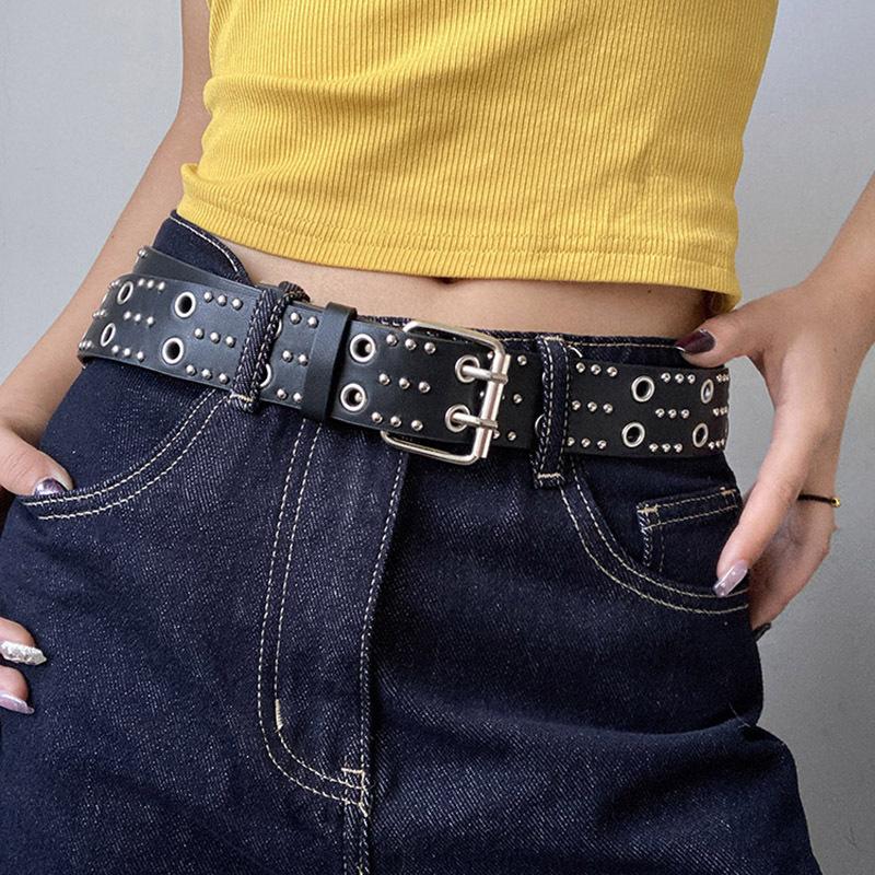 Women's Rivet Belt Fashion Casual Punk Style Pu Leather Waistband Personalized Waistband Decoration Accessory