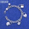 925 Sterling Silver Fashion Jewelry Lock Pendant Bracelet
