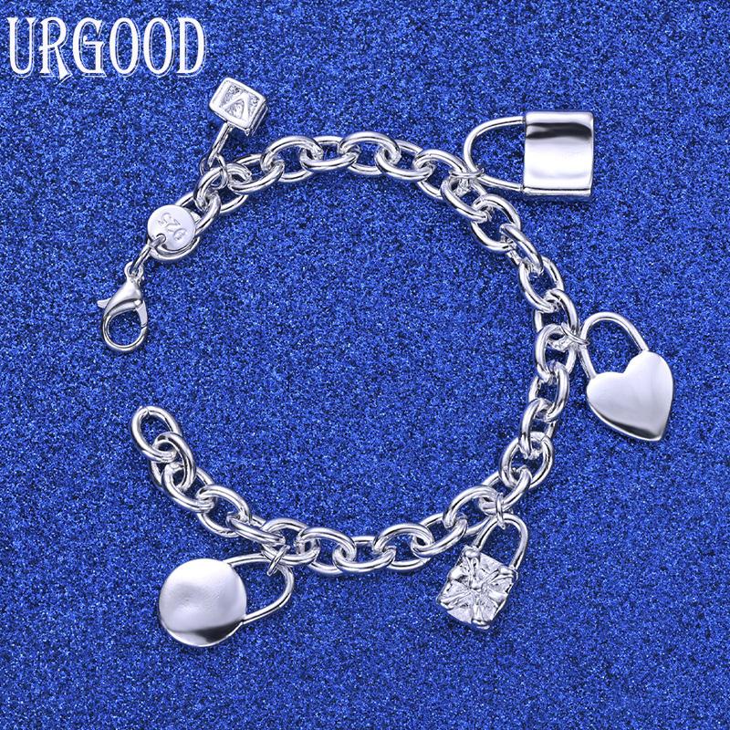 925 Sterling Silver Fashion Jewelry Lock Pendant Bracelet