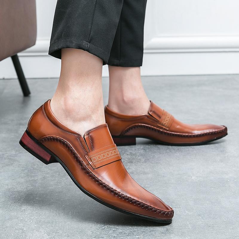 Elegant Men's Formal Shoes Pointed Toe Luxury Man Dress Shoes Slip-on Leather Business Wear Shoes Men Zapatos De Vestir Hombre
