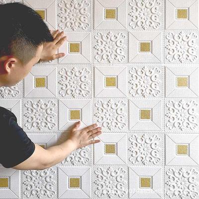 70*70cm 3D Thickened Self-Adhesive Wallpaper XPE Foam Bump-Proof Wall Covering for Roof Ceiling & Home Renovation Decoration