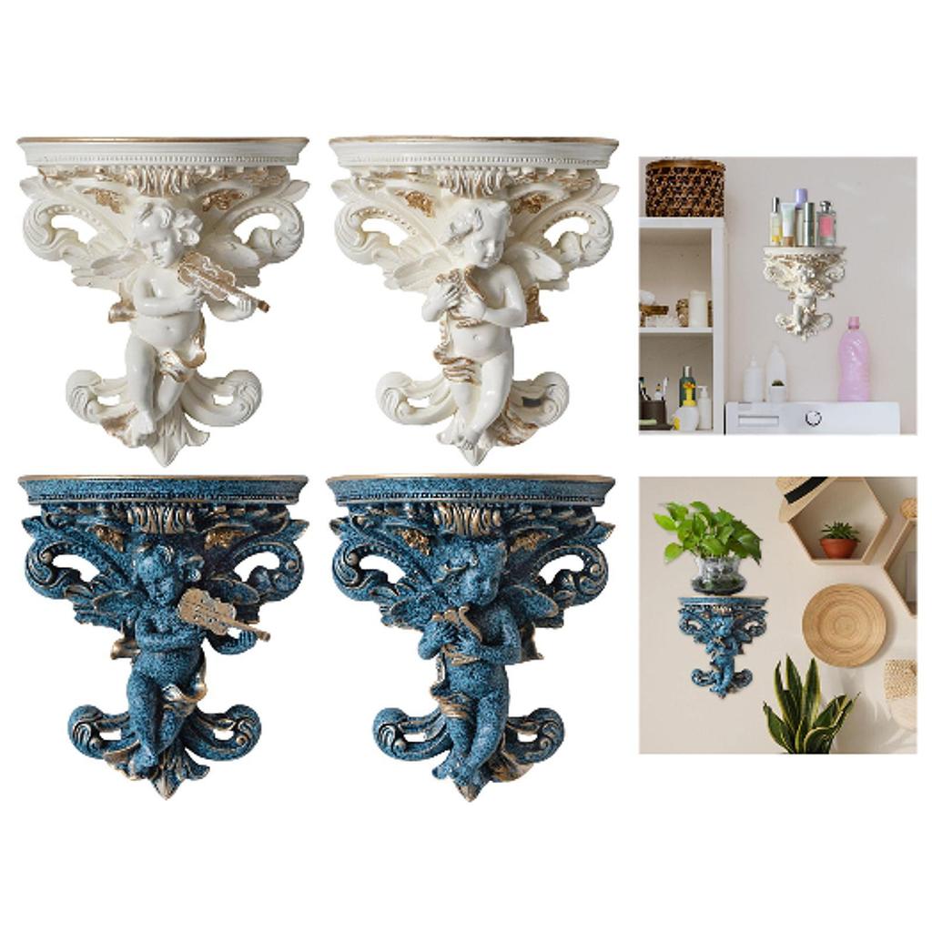 Decorative Floating Shelf Collectible Indoor Angel Wall Sculpture for Dining Room Living Room Books Flower Vase Candleholder