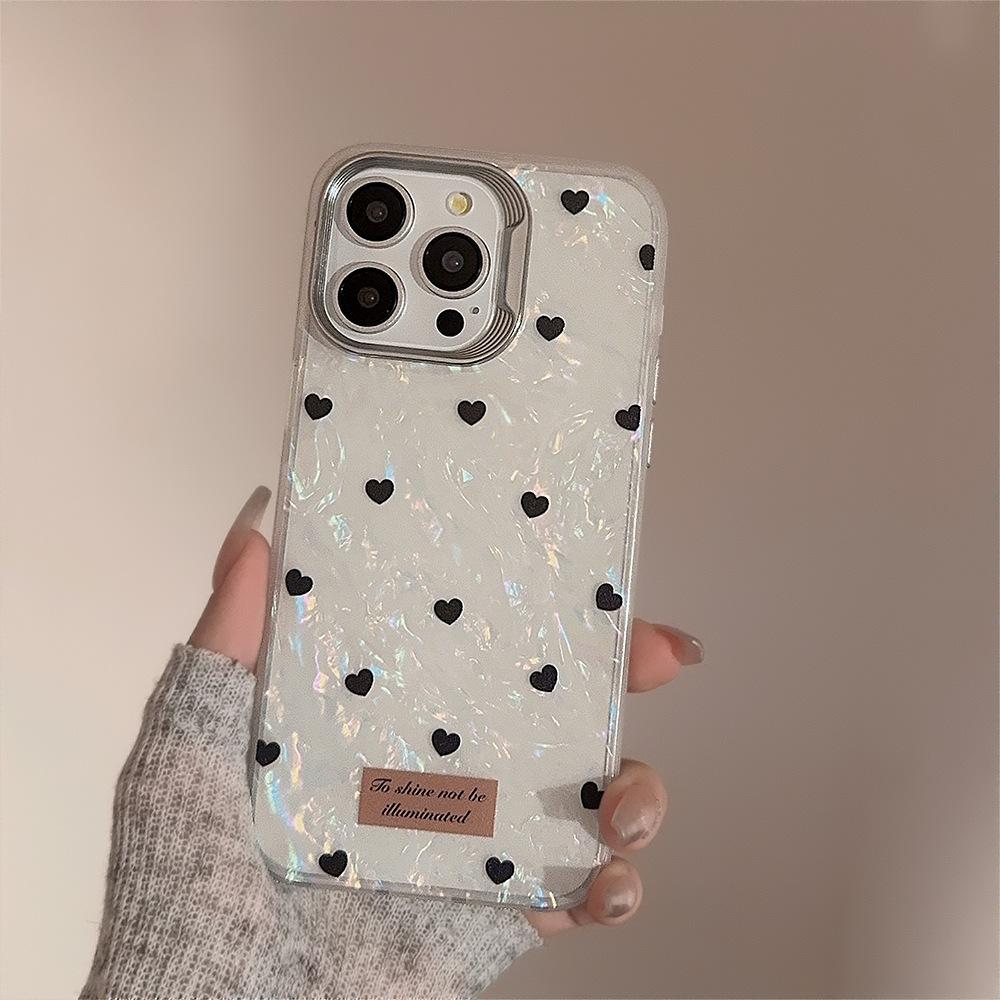 High End Shell Pattern Love Apple 14 Mobile Phone Case 13 Simple Iphone15promax Suitable for 11 Anti Fall Hard