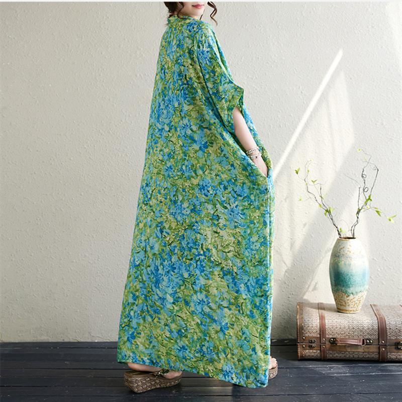 Maneca scurta marime mare bumbac vintage floral nou in rochii pentru femei casual lejer Rochie maxi lunga de vara