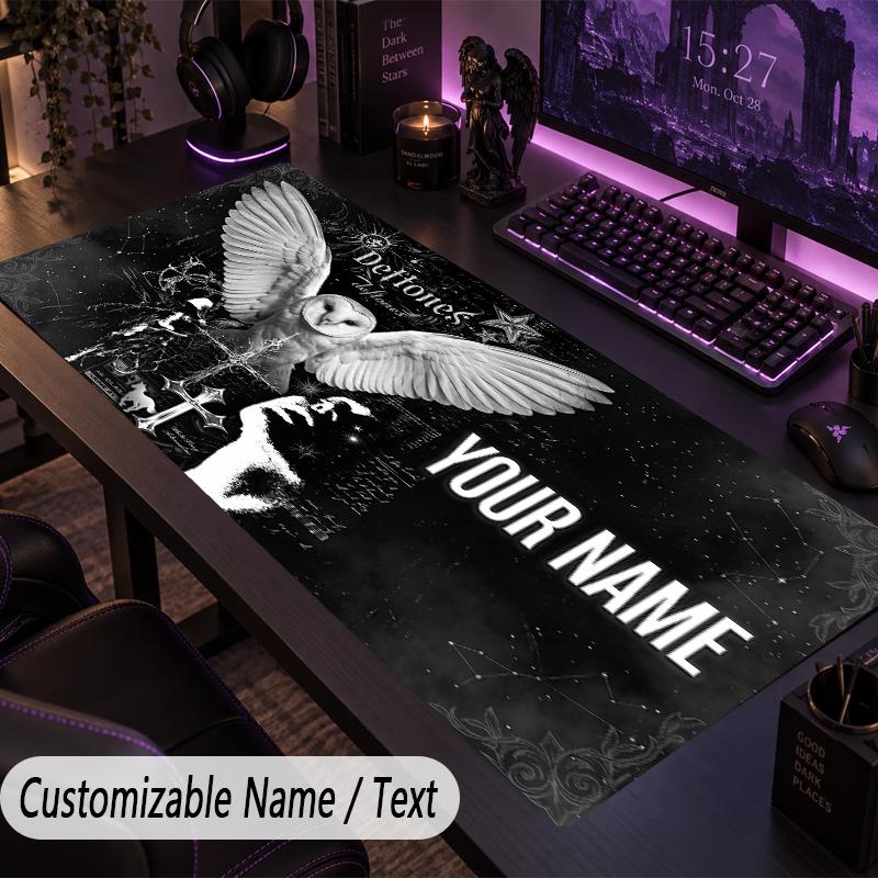 Custom Text Big Mousepad, Extended Desk Pad For Laptop Work GameDeftones