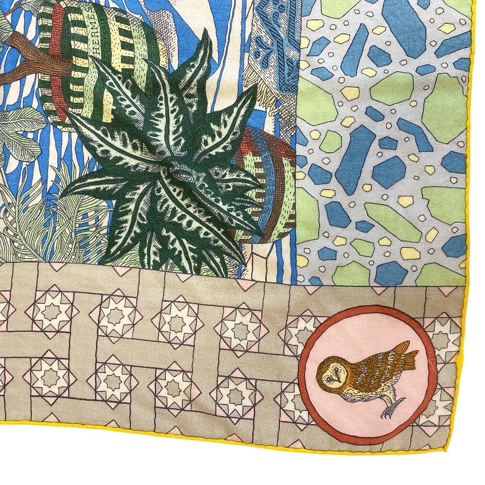 HERMES The Dance of the Amazons cashmere Caléjean 140 shawl yellow cashmere Used