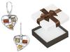 Silver Long Dangling Earrings with Cubic Zirconia and Amber Women' Studs