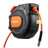 Retractable Air Hose Reel, 15m x 9.5mm PVC Air Hose Max 300PSI, Enclosed Air-Compressor Hoses Reel Auto Rewind with 1m Lead in, 180° Swivel