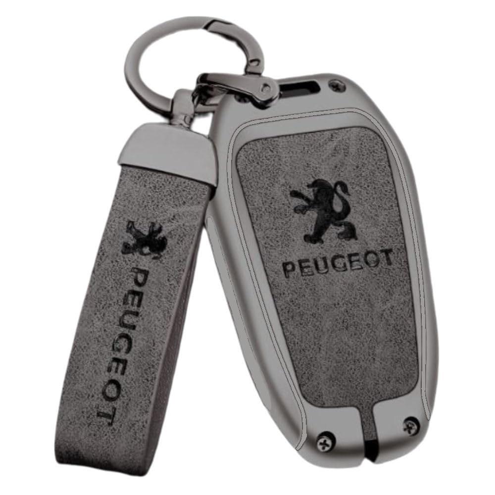 

Чехол для смарт-ключа NextBlue, совместимый с Peugeot, металлический из цинкового сплава, серый, брелок с наклейкой с логотипом (Серый)