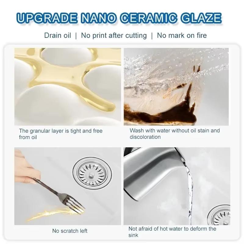 Kitchen Sink Nano Multifunction White Waterfall Faucet Large Single Bowl Wash Basin Cup Washer Pure Tap Soap Dispenser SUS304