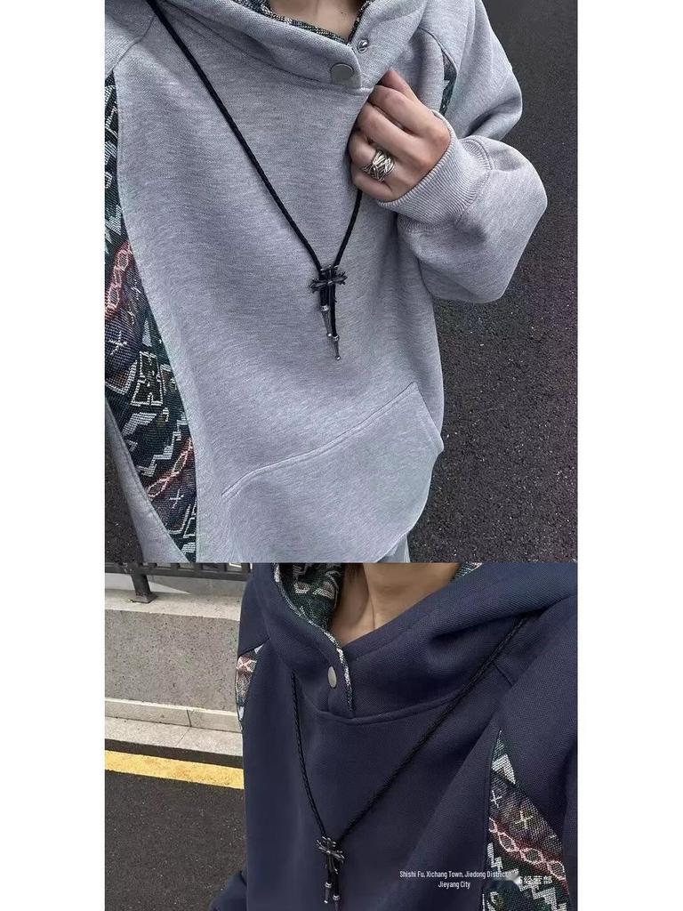 2025 Men's Autumn/Winter Patchwork Hooded Sweatshirt